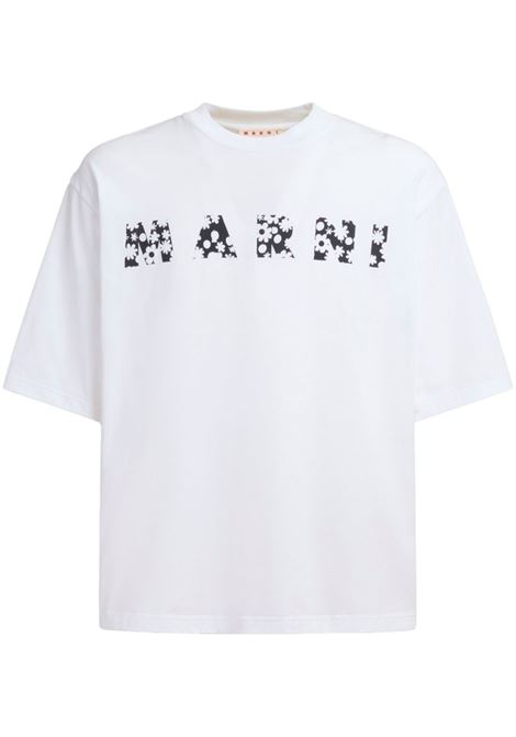 floral logo t-shirt man white MARNI | HUMU0223IP USCX50FLW01